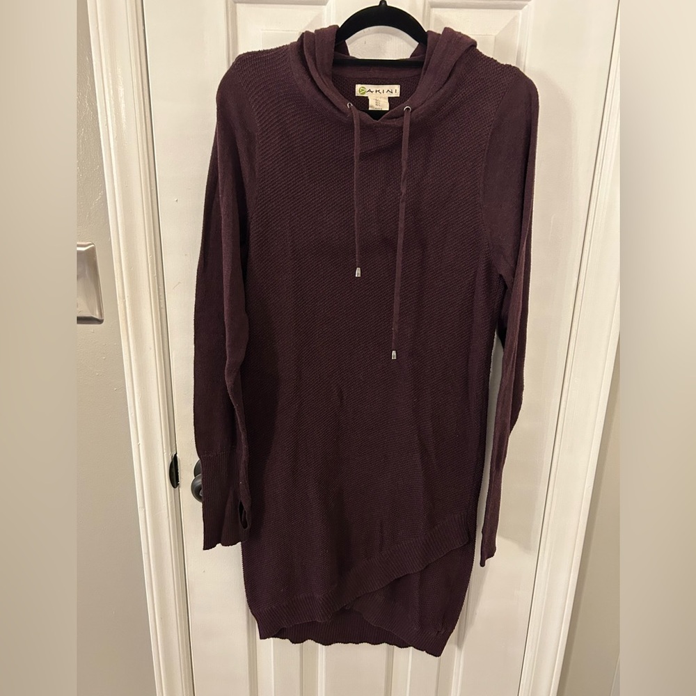 Dakini Size L Large Burgundy Knit Hoodie Sweater